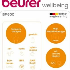 Beurer BF600 - Personenweegschaal Lichaamsanalyse - Bluetooth - 180kg - Wit 11 Beurer BF600 - Personenweegschaal Lichaamsanalyse - Bluetooth - 180kg - Wit -Silvergear Shop 550x595 3