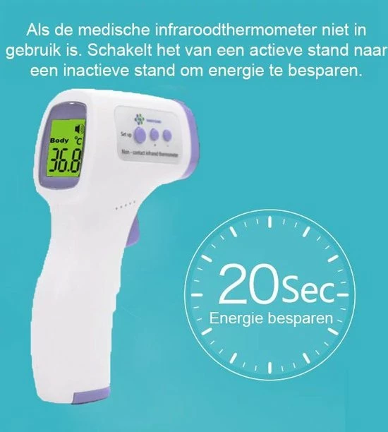 Noan - Infrarood Voorhood Thermometer - Inclusief 2x AAA batterij Noan - Infrarood Voorhood Thermometer - Inclusief 2x AAA Batterij -Silvergear Shop