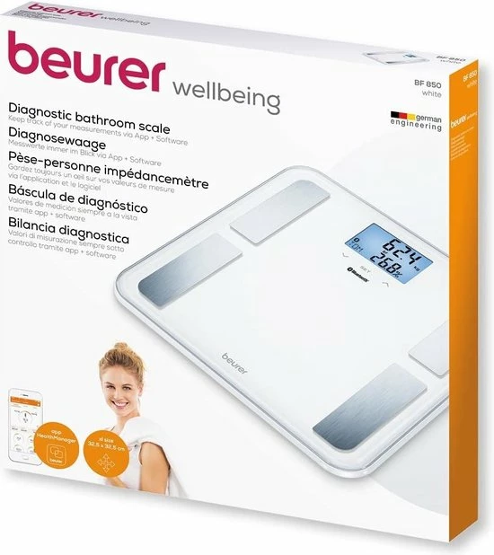 Beurer BF850 - Personenweegschaal Lichaamsanalyse - Bluetooth - 180kg - Wit 9 Beurer BF850 - Personenweegschaal Lichaamsanalyse - Bluetooth - 180kg - Wit - Afbeelding 7
