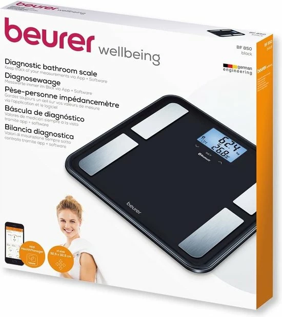 Beurer BF850 - Personenweegschaal Lichaamsanalyse - Bluetooth - 180kg - Zwart 9 Beurer BF850 - Personenweegschaal Lichaamsanalyse - Bluetooth - 180kg - Zwart - Afbeelding 7