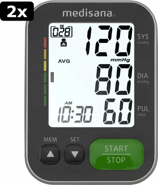 2x Medisana BU 565 Bovenarmbloeddrukmeter Zwart 6 2x Medisana BU 565 Bovenarmbloeddrukmeter Zwart - Afbeelding 4