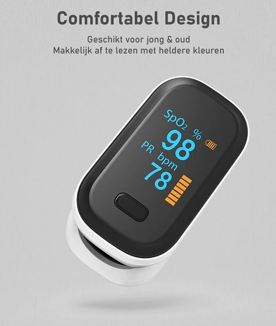 Healtage? Medische Saturatiemeter - Zuurstofmeter - Hartslagmeter - Officieel Getest - Incl. Reistasje - LED Scherm 5 Healtage? Medische Saturatiemeter - Zuurstofmeter - Hartslagmeter - Officieel Getest - Incl. Reistasje - LED Scherm - Afbeelding 3
