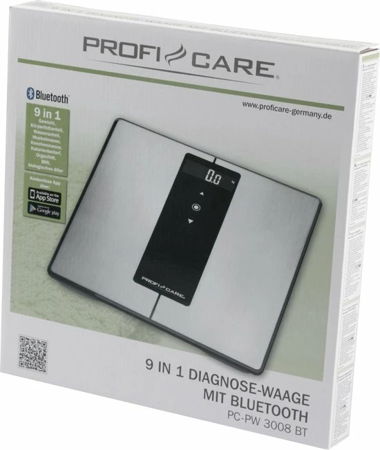 ProfiCare Profi-Care PC-PW 3008 BT Analyse Weegschaal Weegbereik (max.): 180 Kg RVS, Zwart Met Bluetooth 7 ProfiCare Profi-Care PC-PW 3008 BT Analyse Weegschaal Weegbereik (max.): 180 Kg RVS, Zwart Met Bluetooth - Afbeelding 5