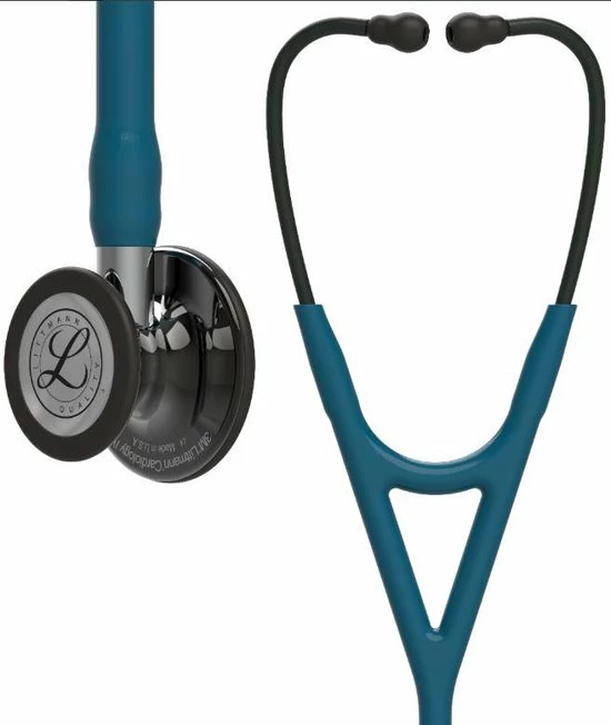 Littmann Cardiology IV, Caribisch Blauwe Slang / High Polish Smoke Borststuk / Spiegel Steel En Zwarte Oorbeugel 3 Littmann Cardiology IV, Caribisch Blauwe Slang / High Polish Smoke Borststuk / Spiegel Steel En Zwarte Oorbeugel