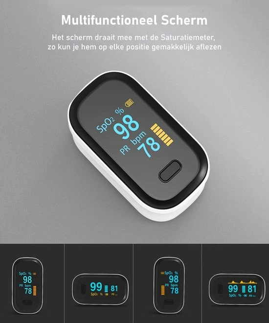 Healtage? Medische Saturatiemeter - Zuurstofmeter - Hartslagmeter - Officieel Getest - Incl. Reistasje - LED Scherm 4 Healtage? Medische Saturatiemeter - Zuurstofmeter - Hartslagmeter - Officieel Getest - Incl. Reistasje - LED Scherm - Afbeelding 2