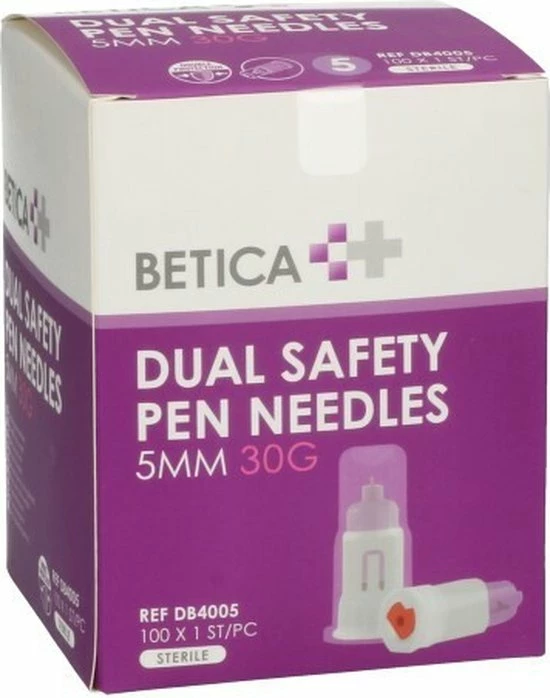 BETICA VEILIGHEIDSPENNAALDEN (DUAL SAFETY) - 5MM X 30G - 100 STUKS 3 BETICA VEILIGHEIDSPENNAALDEN (DUAL SAFETY) - 5MM X 30G - 100 STUKS