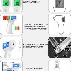 Cofoe Lichaamsthermometer - Lichaamsthermometer Volwassenen, Kinderen En Baby's - Thermometer Voorhoofd - Koortsthermometer - Infrarood Thermometer - Contactloos - 3 Kleuren LCD Display - Digitaal Thermometers - Koorts Meten ? Wit -Silvergear Shop 550x716 3