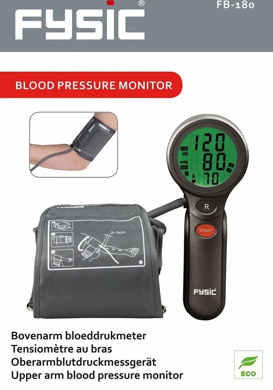 Fysic FB-180 - Bovenarm Bloeddrukmeter - Geheugen Voor 90 Metingen - Zwart /Grijs 13 Fysic FB-180 - Bovenarm Bloeddrukmeter - Geheugen Voor 90 Metingen - Zwart /Grijs - Afbeelding 11
