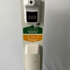 MR4TUNE Zuil Met Desinfectie Dispenser, Thermometer En Rode En Groene LED Verlichting