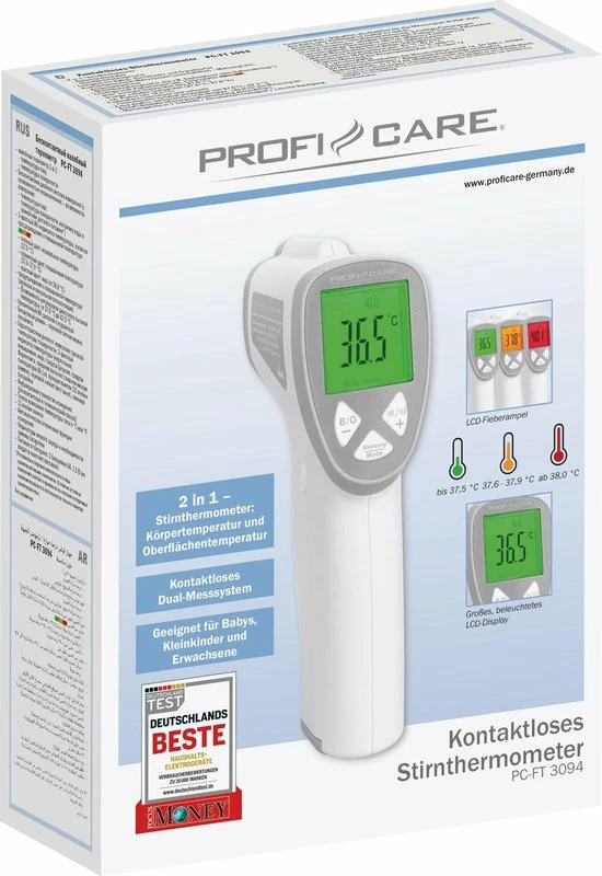 ProfiCare PC-FT 3094 - Contactloze Voorhoofdthermometer - Wit / Zilver 11 ProfiCare PC-FT 3094 - Contactloze Voorhoofdthermometer - Wit / Zilver - Afbeelding 9